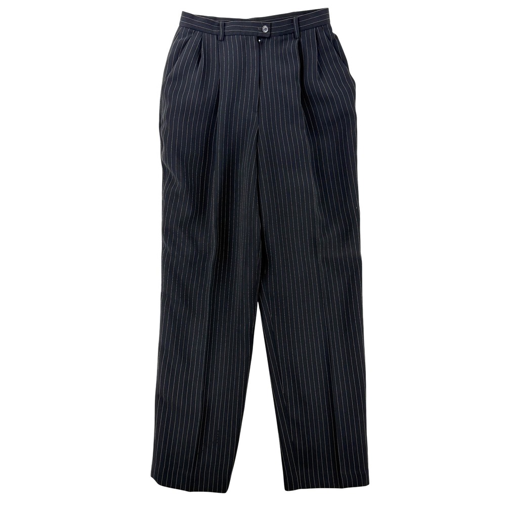 Evan Picone Dress Pants Womens 6 Black Striped Pleated Lined Twill Work Office